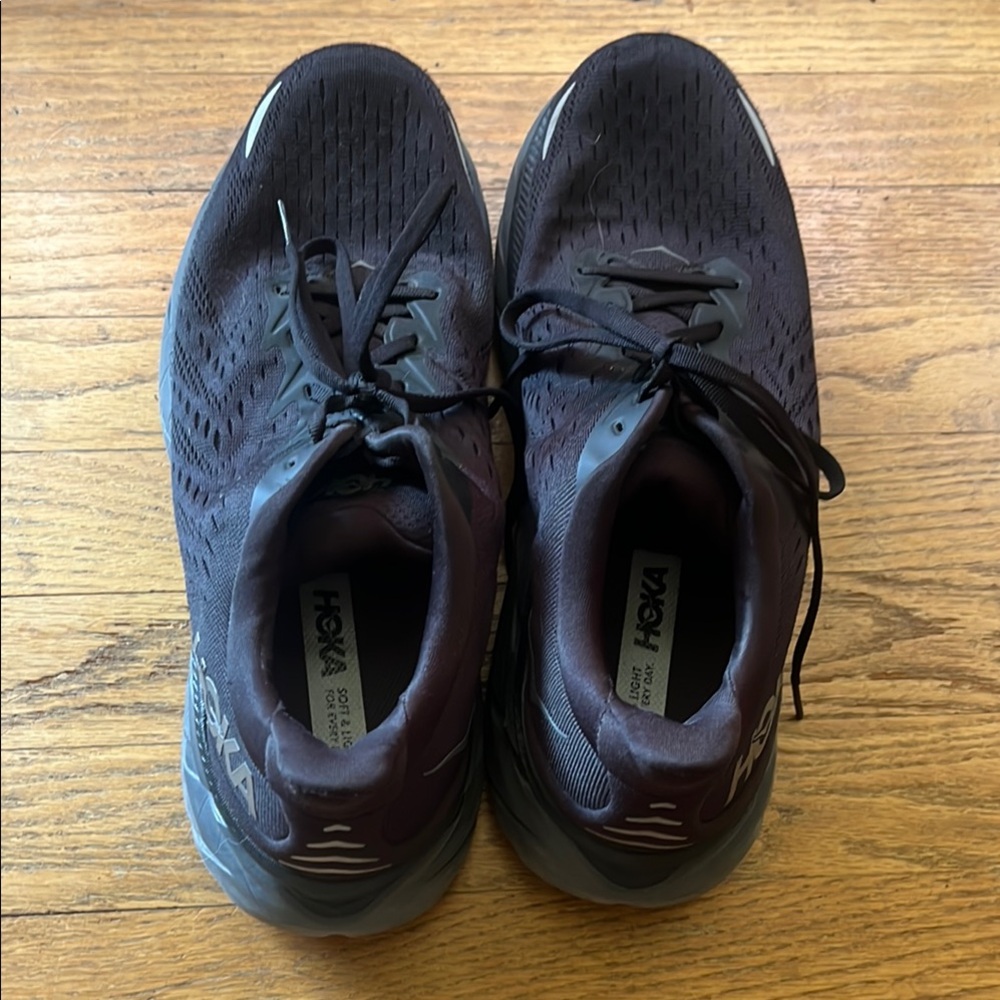 Hoka Black Athletic Running Shoes with Mesh Upper